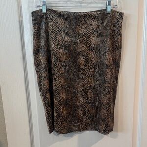 Chic Brown Snake Print Pencil Skirt